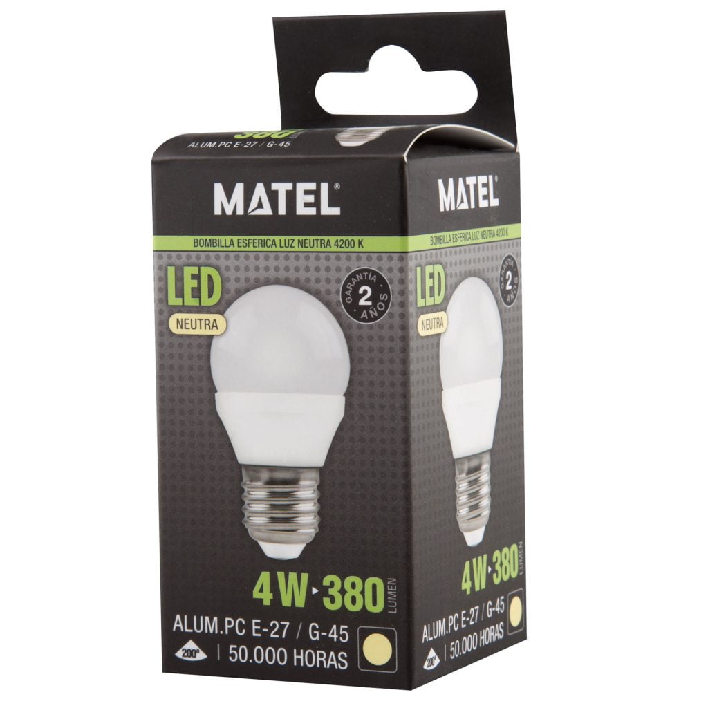 BOMBILLA LED MATEL ESFÉRICA E27 4W NEUTRA - Imagen 2