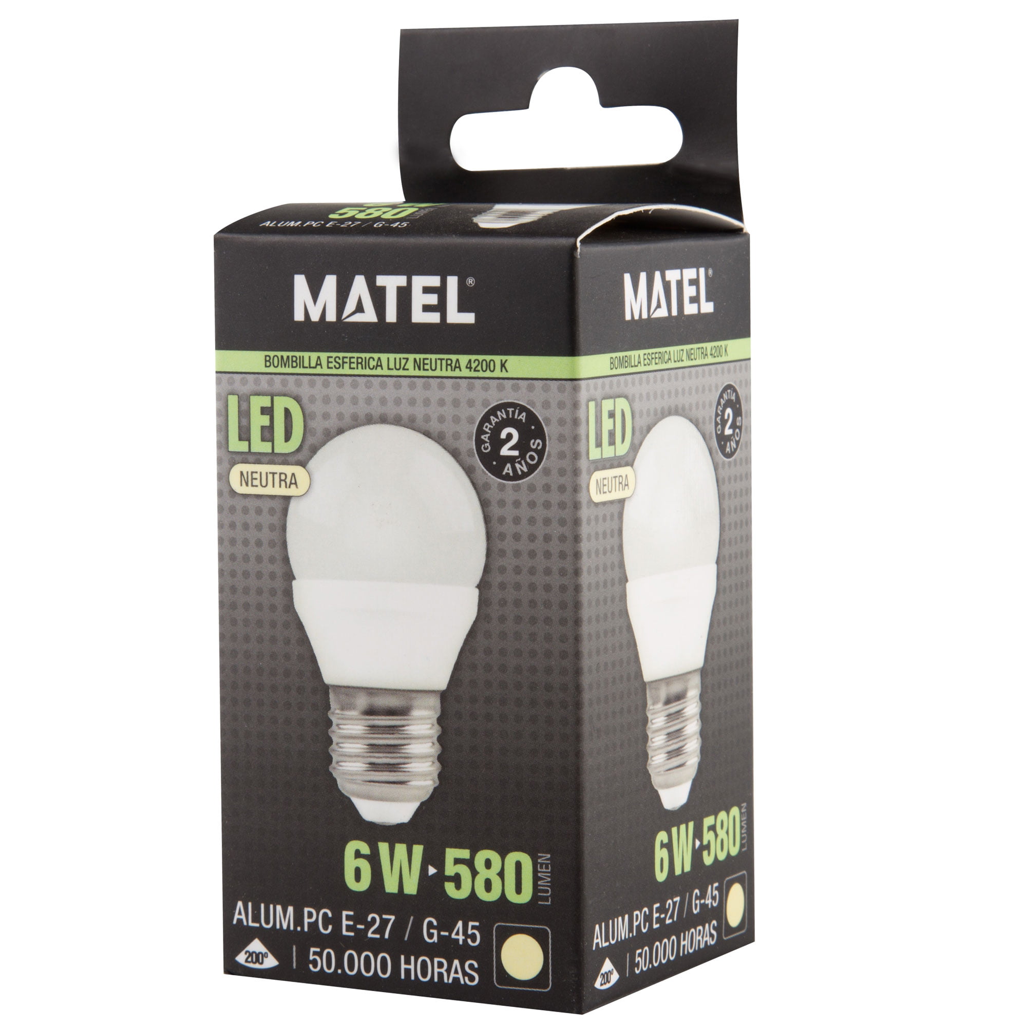 BOMBILLA LED MATEL ESFÉRICA E27 6W NEUTRA - Imagen 2