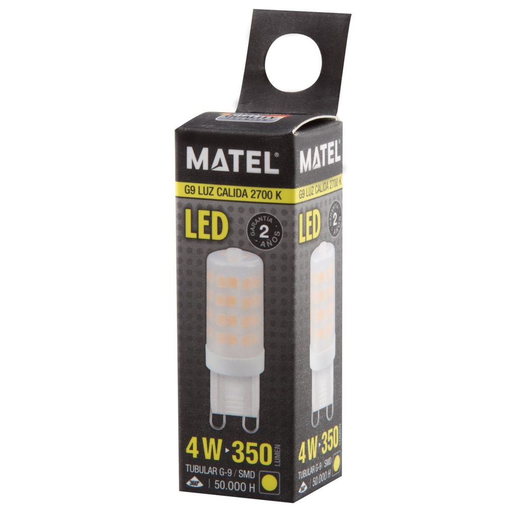 BOMBILLA LED MATEL G9 ALUMINIO PC 4W CÁLIDA rn caja