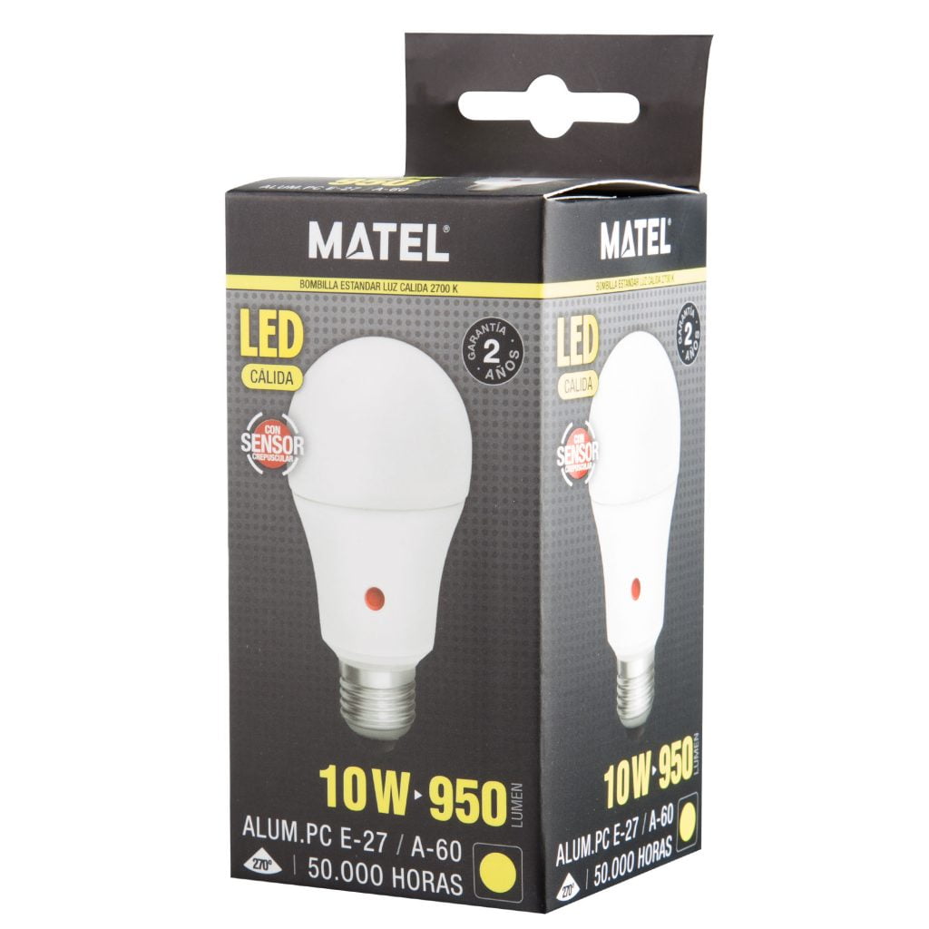 BOMBILLA LED MATEL SENSOR CREPUSCULAR E27 10W CÁLIDA - Imagen 2