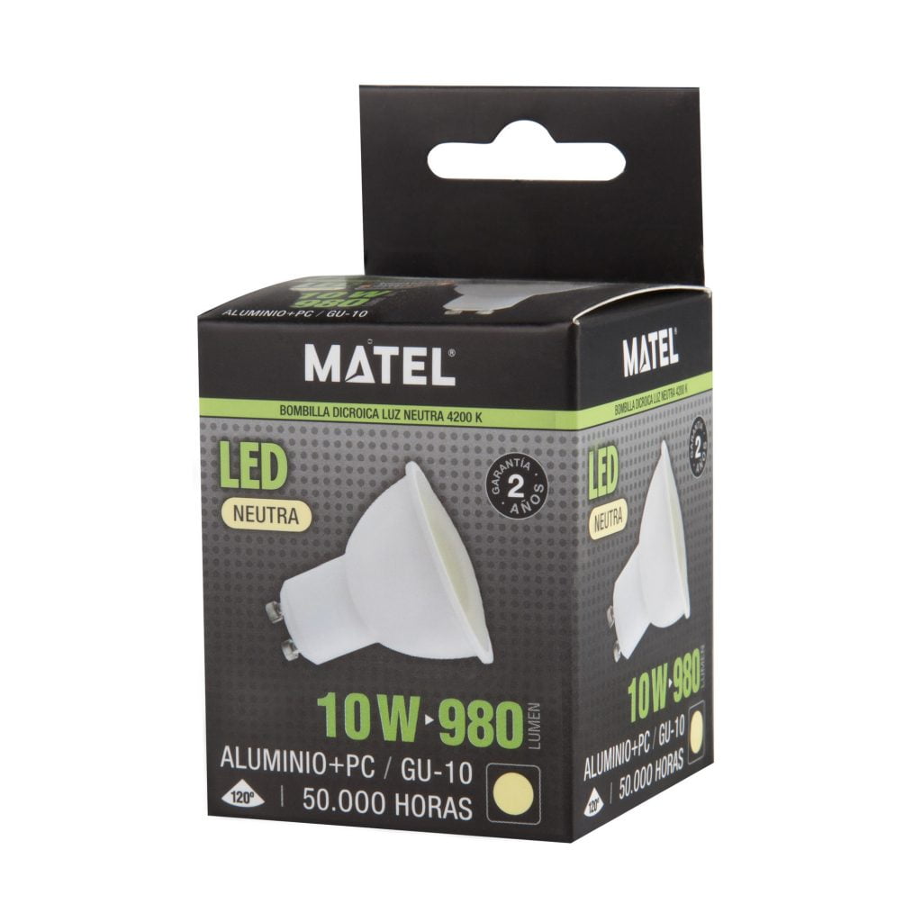 BOMBILLA LED MATEL GU10 10W ALUMINIO NEUTRA - Imagen 2