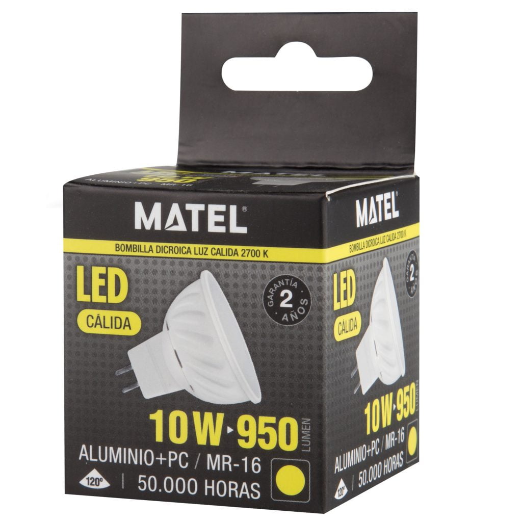 BOMBILLA LED MATEL MR16 10W ALUMINIO CÁLIDA - Imagen 2