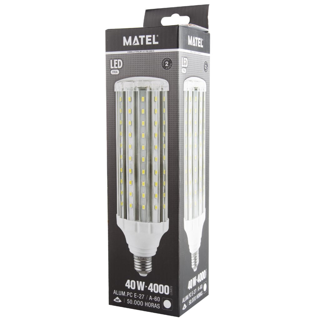 BOMBILLA LED MATEL TUBULAR E27 40W FRÍA - Imagen 2