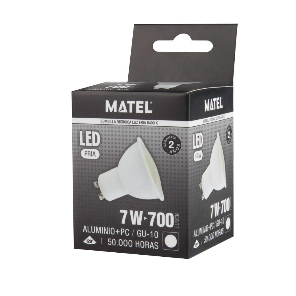 BOMBILLA LED MATEL DICROICA GU10 7W FRÍA - Imagen 2