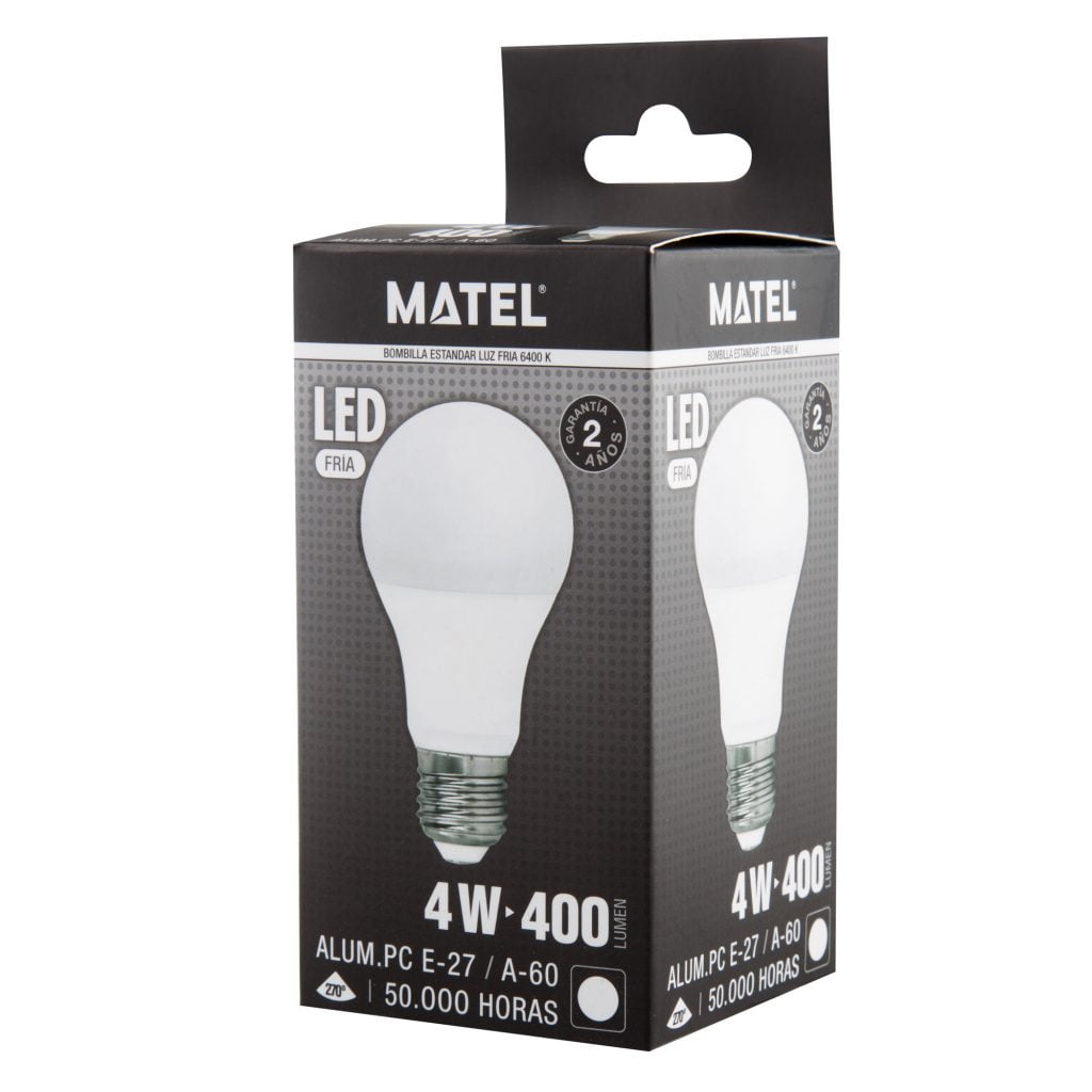 BOMBILLA LED MATEL ESTÁNDAR E27 4W FRÍA - Imagen 2