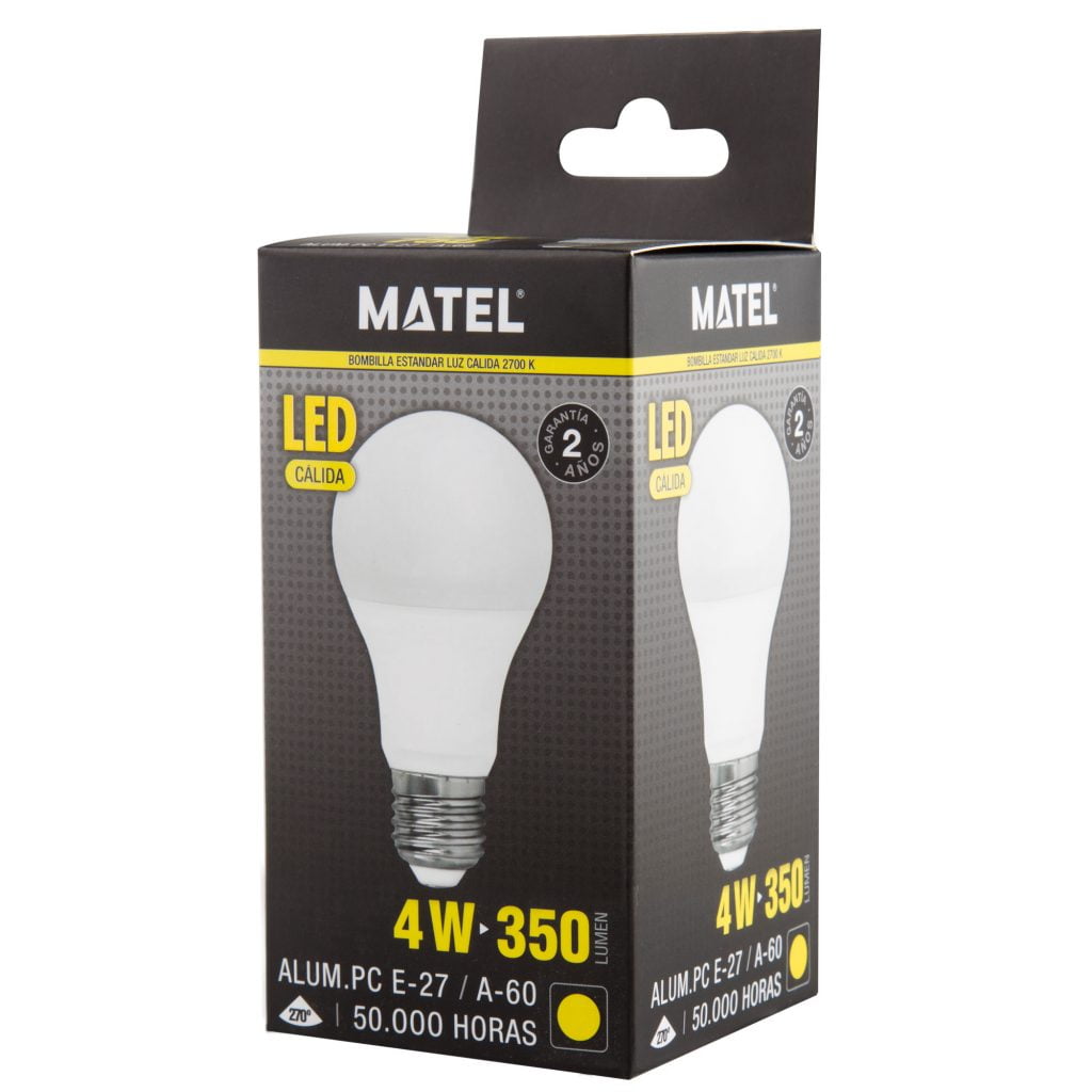 BOMBILLA LED MATEL ESTÁNDAR E27 4W CÁLIDA - Imagen 2