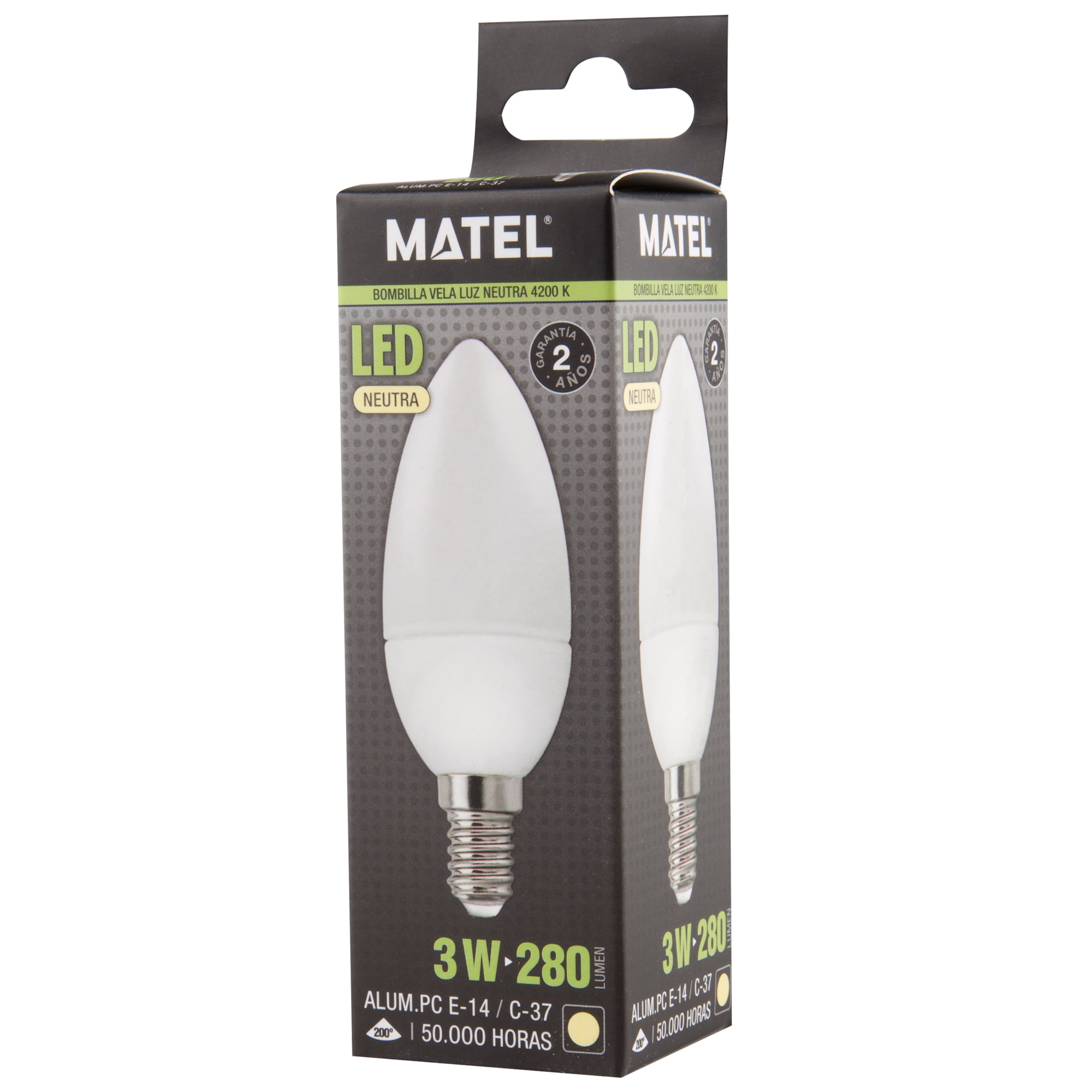 BOMBILLA LED MATEL VELA E14 3W NEUTRA - Imagen 2