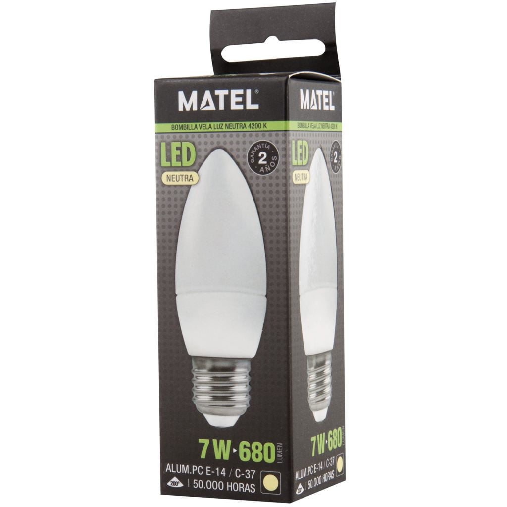 BOMBILLA LED MATEL VELA E14 7W NEUTRA - Imagen 2