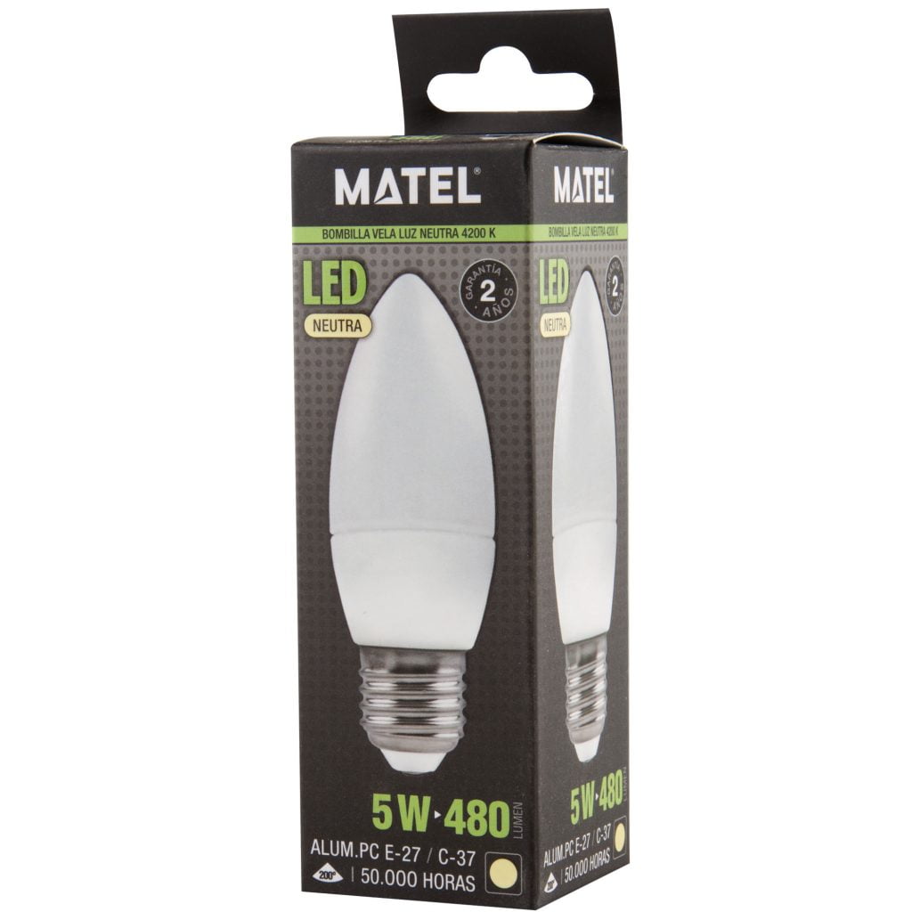 BOMBILLA LED MATEL VELA E27 5W NEUTRA en caja