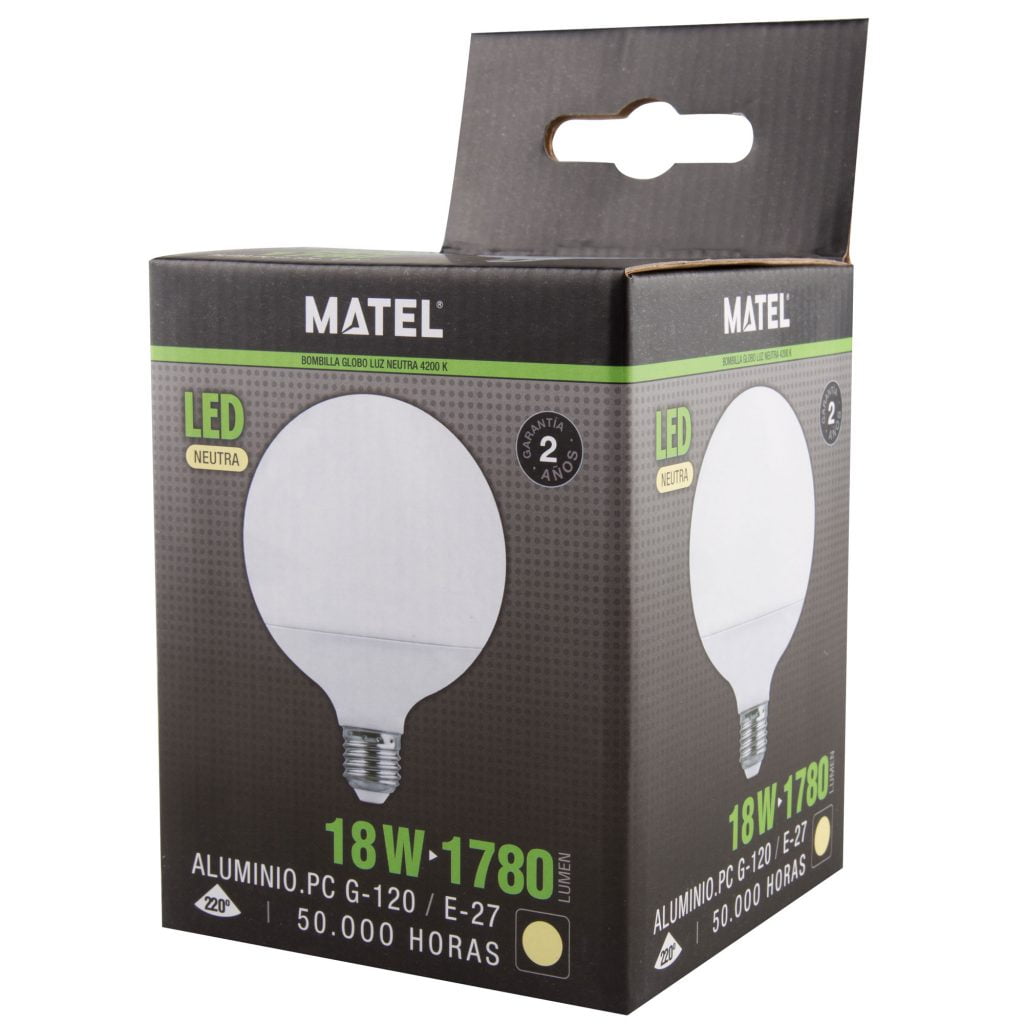 BOMBILLA LED MATEL GLOBO E27 G120 18W NEUTRA - Imagen 2