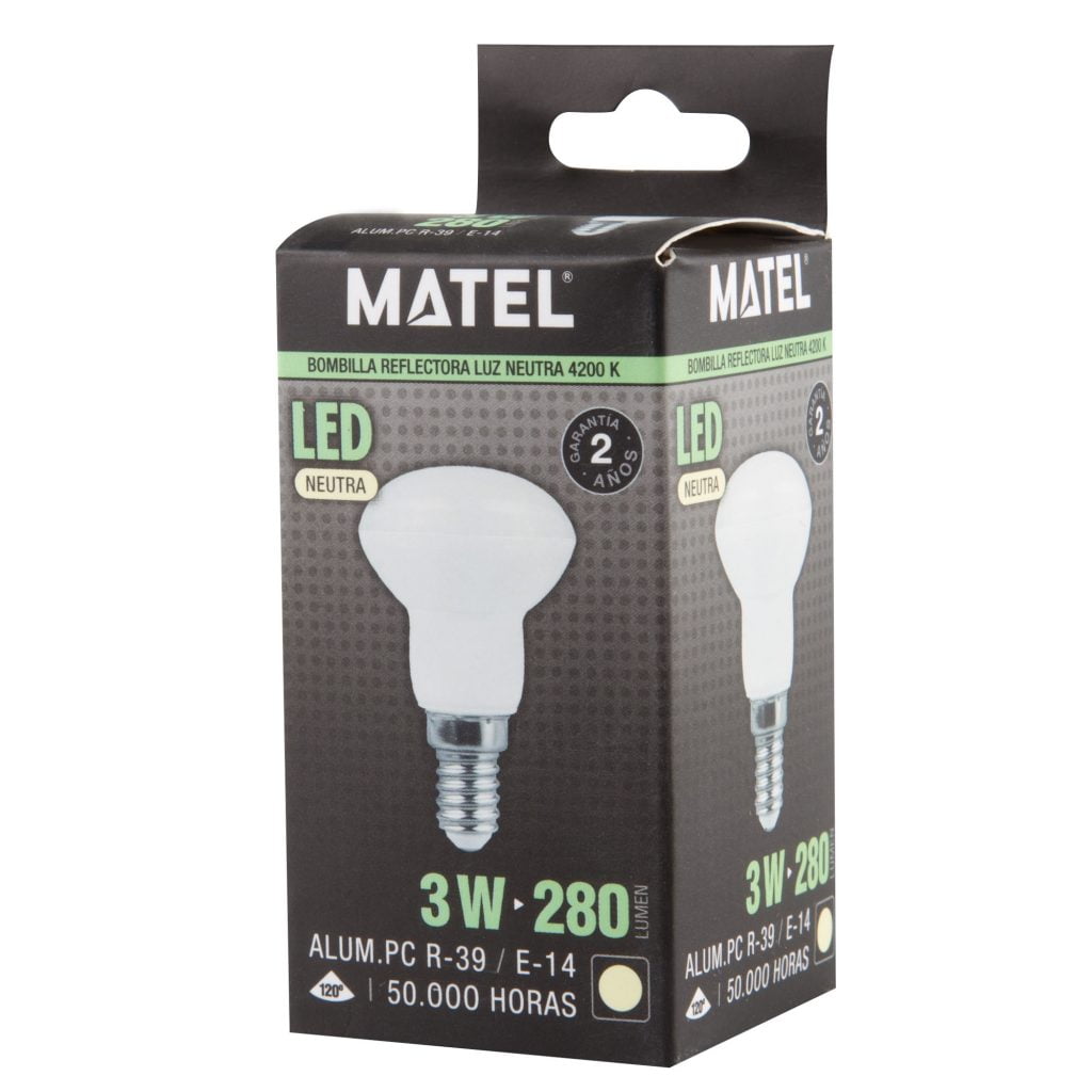 BOMBILLA LED MATEL REFLECTORA E14 R39 3W NEUTRA - Imagen 2