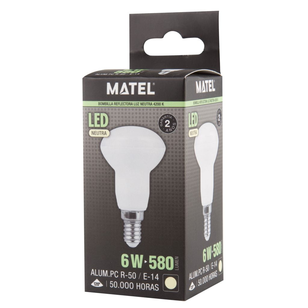 BOMBILLA LED MATEL REFLECTORA E14 R50 6W NEUTRA - Imagen 2