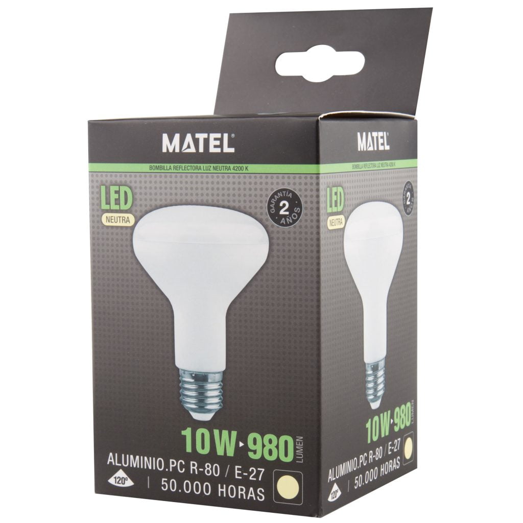 BOMBILLA LED MATEL REFLECTORA E27 R80 10W NEUTRA - Imagen 2