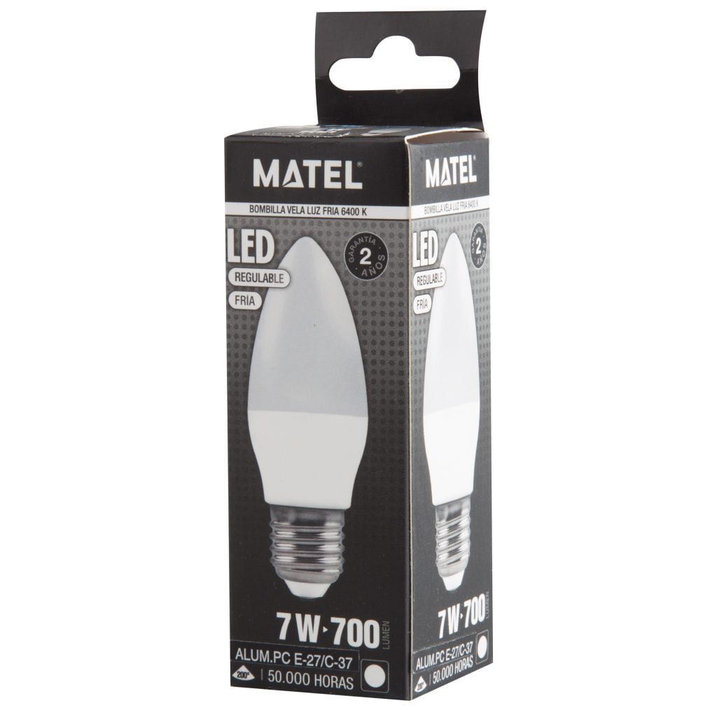 BOMBILLA LED MATEL VELA E27 FRÍA 7W REGULABLE - Imagen 2