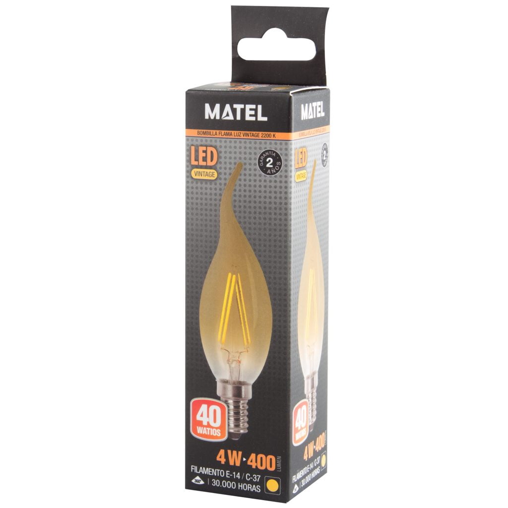 BOMBILLA LED MATEL FILAMENTO E14 FLAMA VINTAGE 4W - Imagen 2