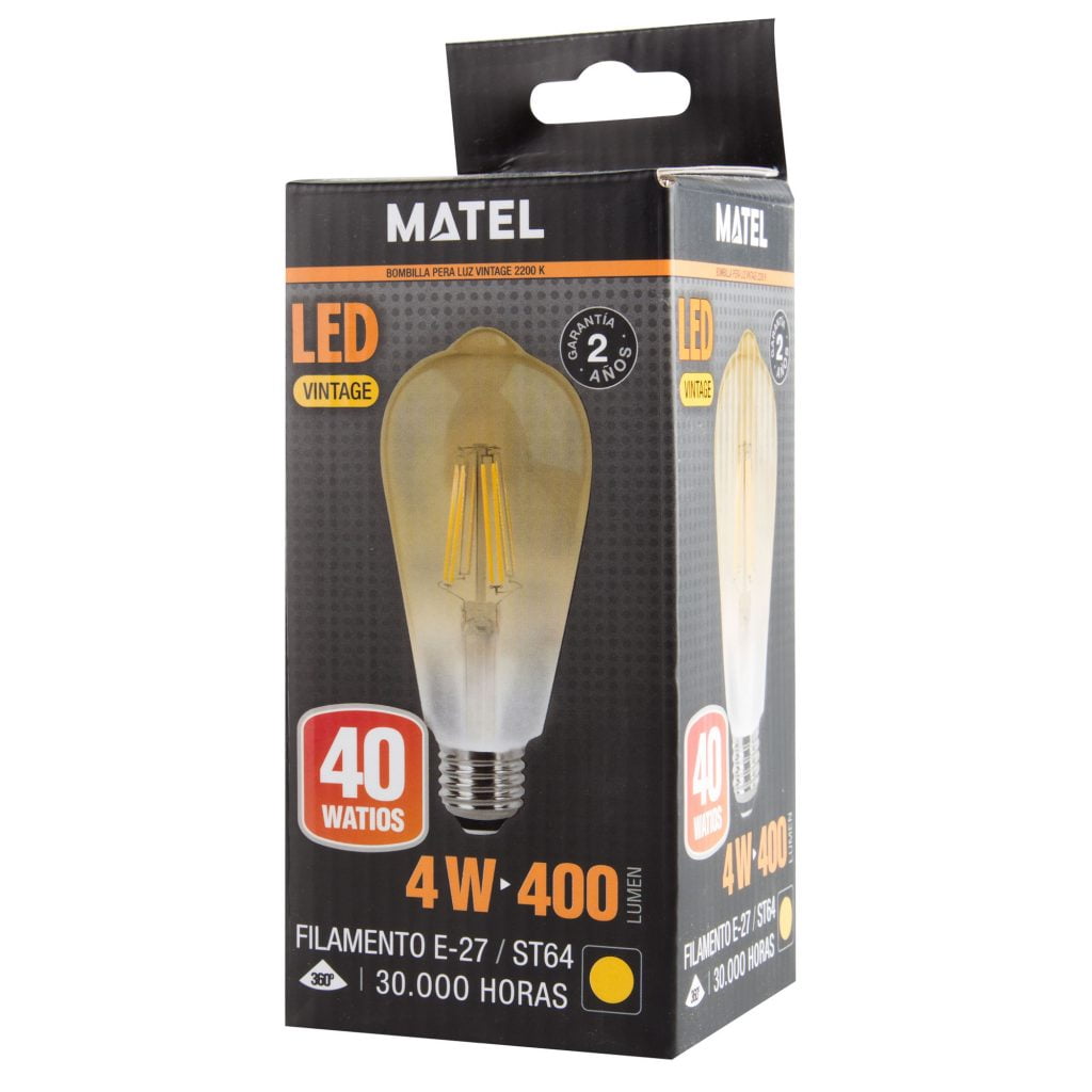 BOMBILLA LED MATEL FILAMENTO E27 PERA VINTAGE 4W - Imagen 2