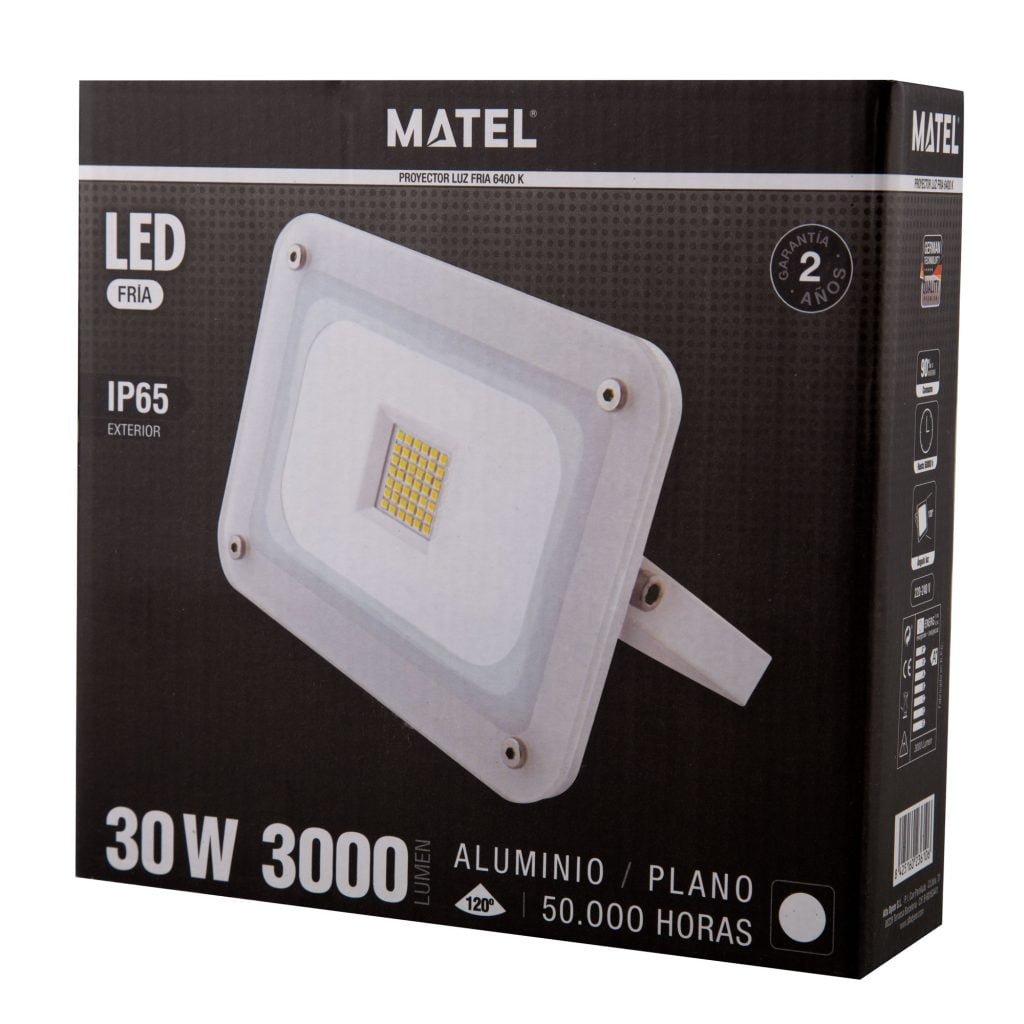 PROYECTOR LED MATEL PLANO BLANCO IP65 30W FRÍA - Imagen 2