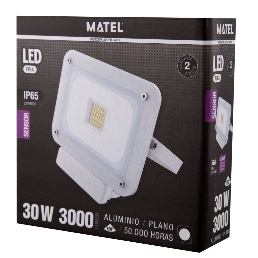 PROYECTOR LED MATEL SENSOR BLANCO IP65 30W FRÍA - Imagen 2