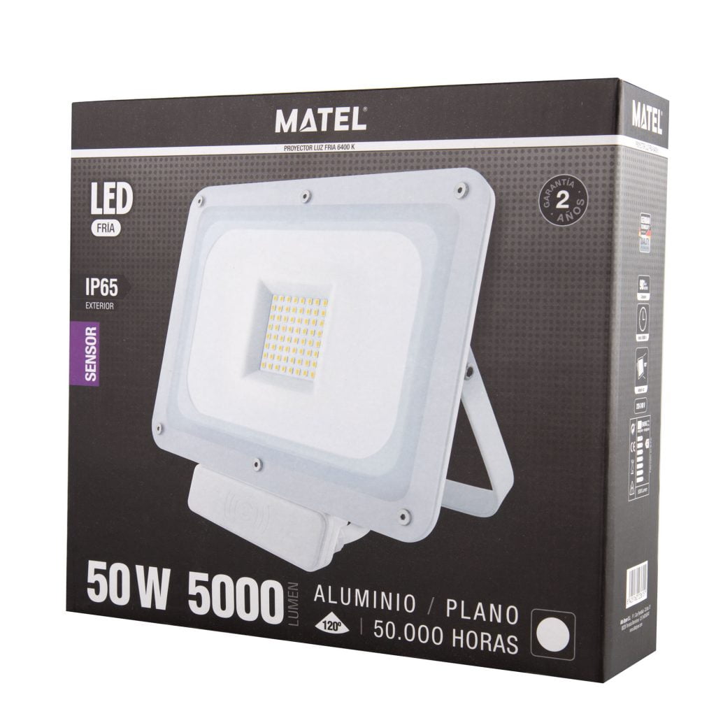 PROYECTOR LED MATEL SENSOR BLANCO IP65 50W FRÍA - Imagen 2