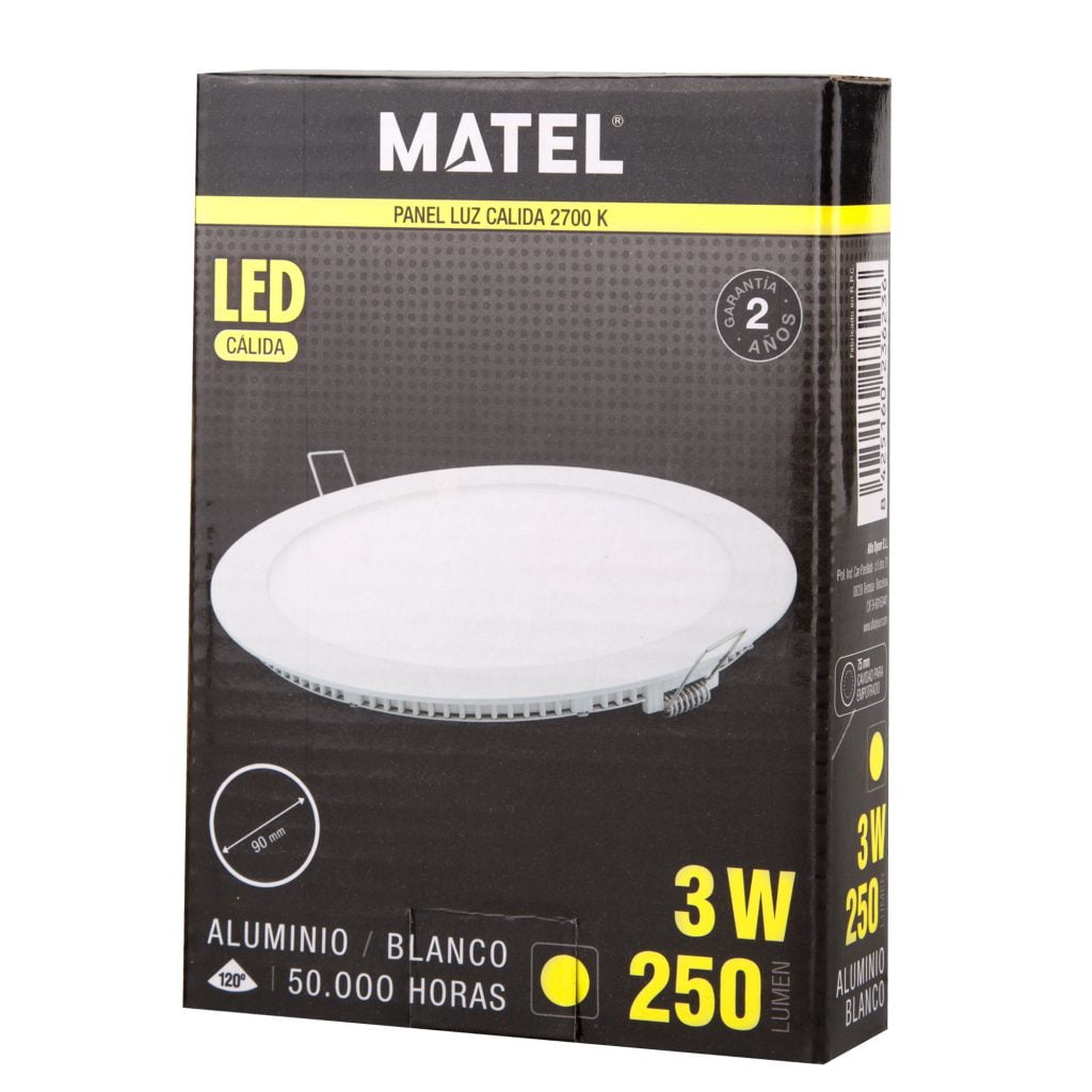 DOWNLIGHT LED MATEL REDONDO BLANCO 3W CÁLIDA - Imagen 2