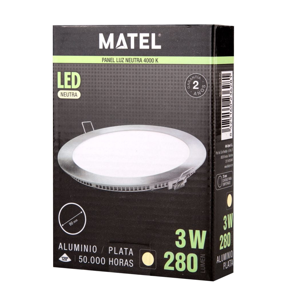 DOWNLIGHT LED MATEL REDONDO PLATA 3W NEUTRA - Imagen 2