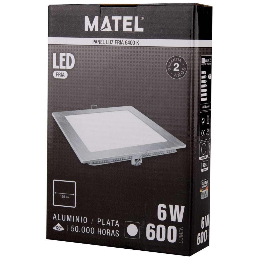 DOWNLIGHT LED MATEL CUADRADO PLATA 6W FRÍA - Imagen 2