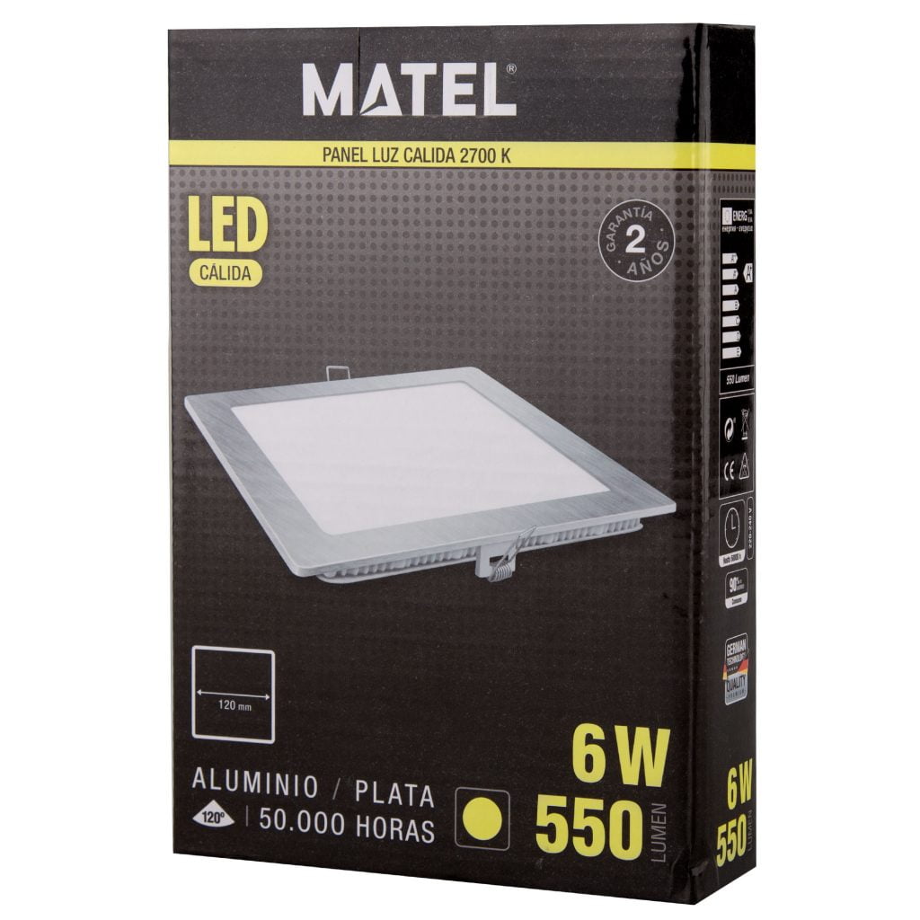 DOWNLIGHT LED MATEL CUADRADO PLATA 6W CÁLIDA - Imagen 2