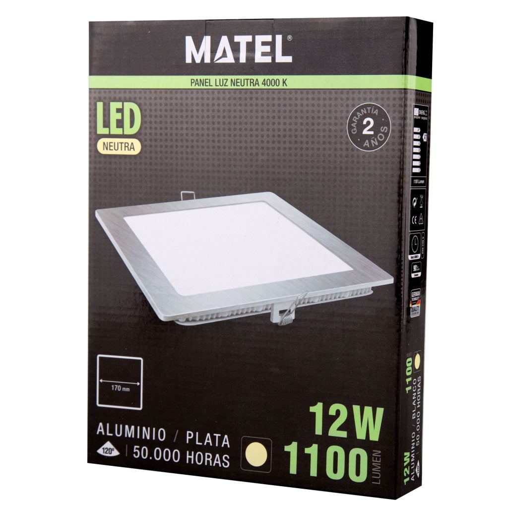 DOWNLIGHT LED MATEL CUADRADO PLATA 12W NEUTRA - Imagen 2