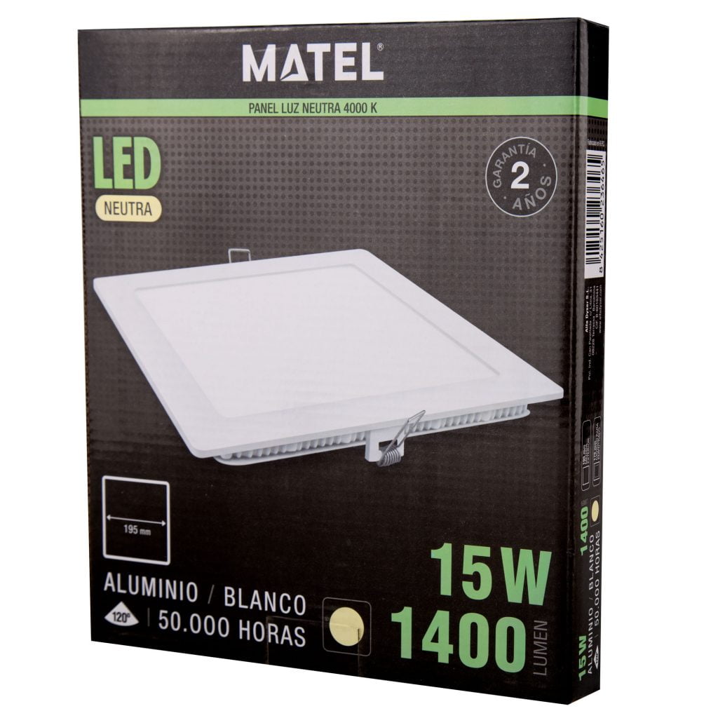 DOWNLIGHT LED MATEL CUADRADO BLANCO 15W NEUTRA - Imagen 2