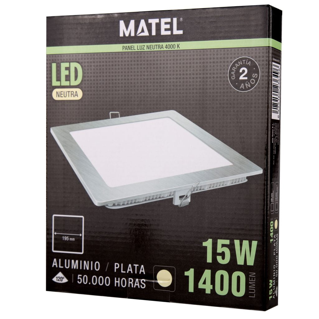 DOWNLIGHT LED MATEL CUADRADO PLATA 15W NEUTRA - Imagen 2