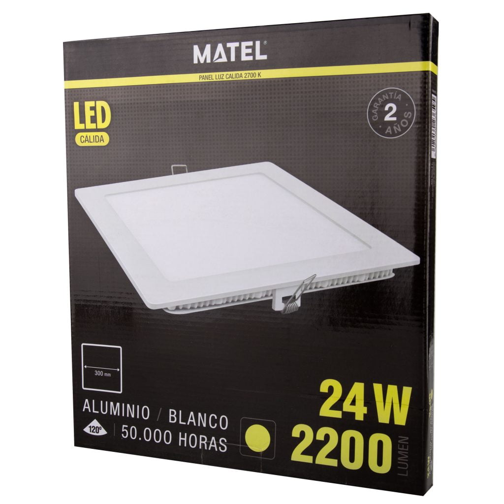 DOWNLIGHT LED MATEL CUADRADO BLANCO 24W CÁLIDA - Imagen 2