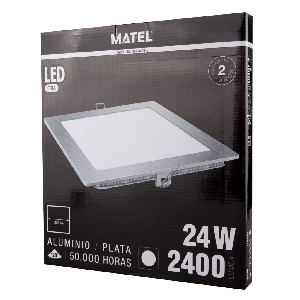 DOWNLIGHT LED MATEL CUADRADO PLATA 24W FRÍA - Imagen 2