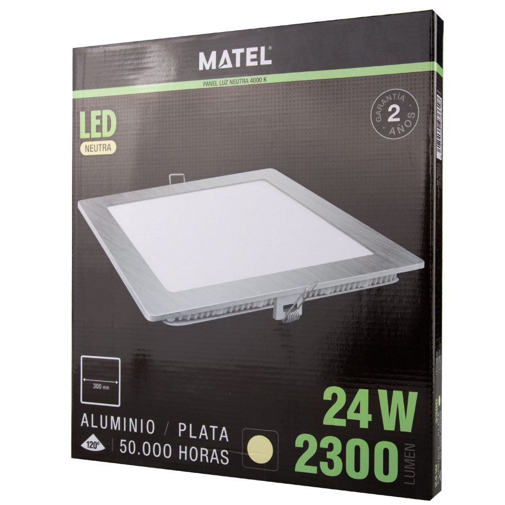 DOWNLIGHT LED MATEL CUADRADO PLATA 24W NEUTRA - Imagen 2