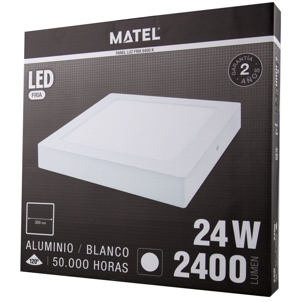 DOWNLIGHT LED MATEL SUPERFICIE CUADRADO BLANCO 24W FRÍA - Imagen 2