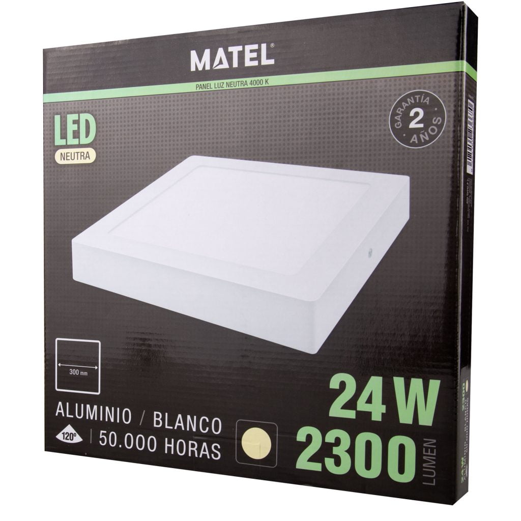 DOWNLIGHT LED MATEL SUPERFICIE CUADRADO BLANCO 24W NEUTRA - Imagen 2