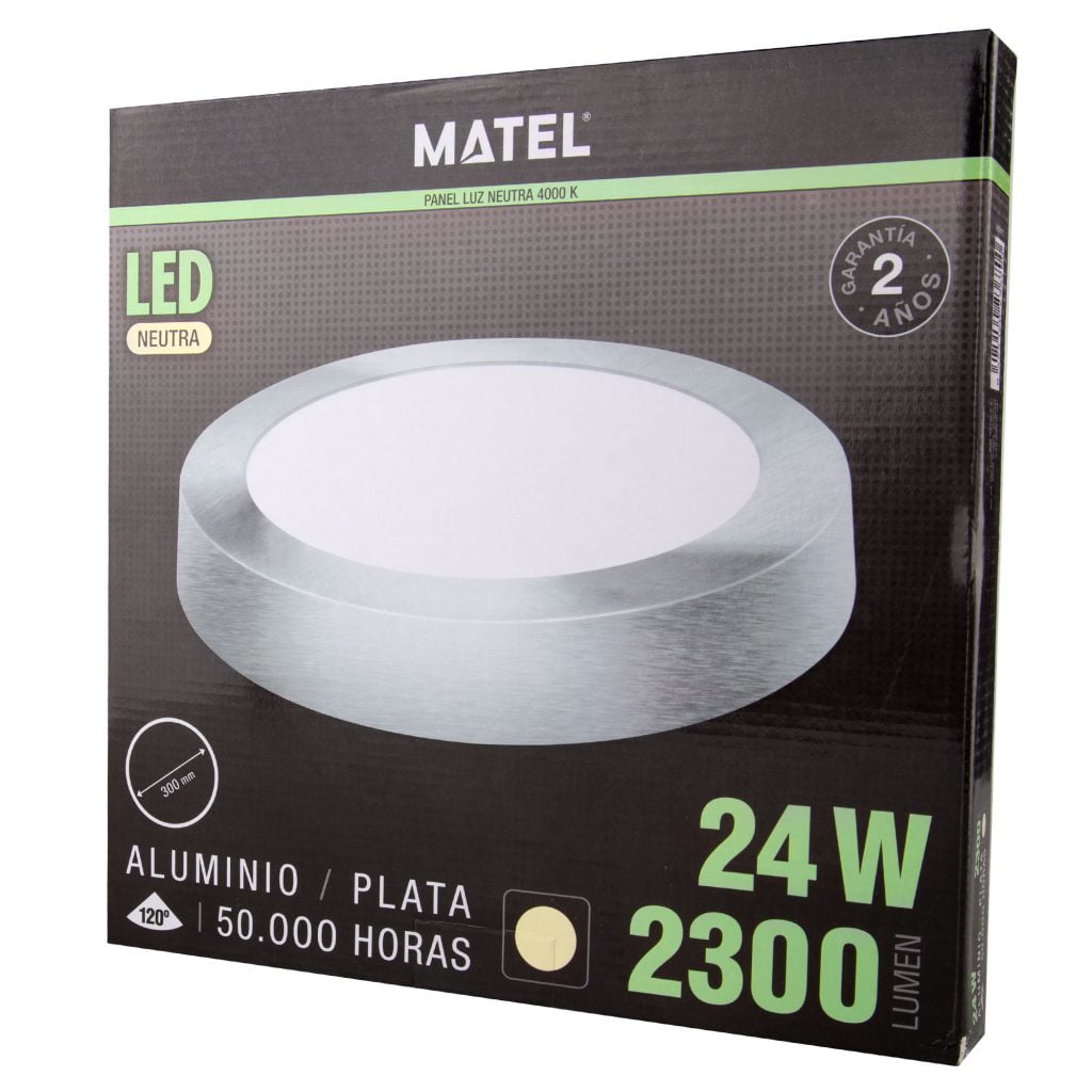 DOWNLIGHT LED MATEL SUPERFICIE REDONDO PLATA 24W NEUTRA - Imagen 2
