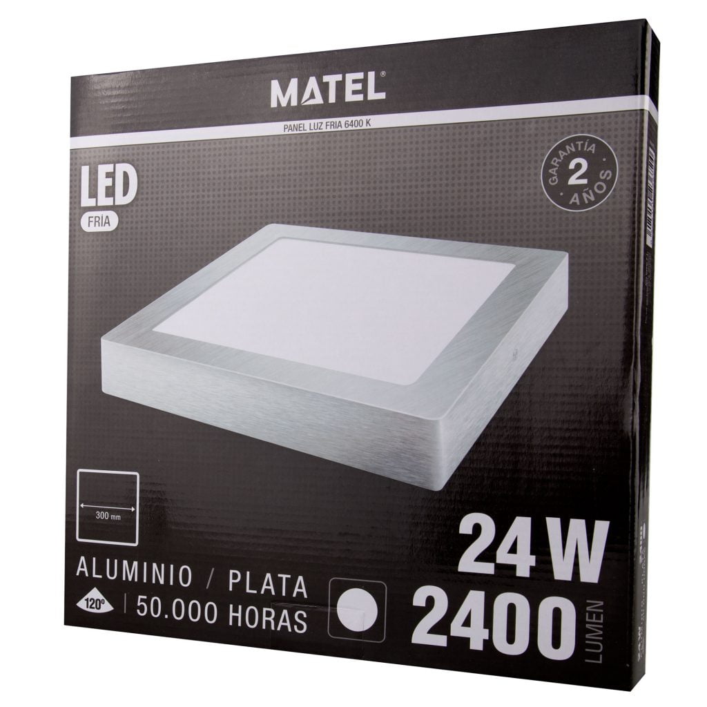 DOWNLIGHT LED MATEL SUPERFICIE CUADRADO PLATA 24W FRÍA - Imagen 2