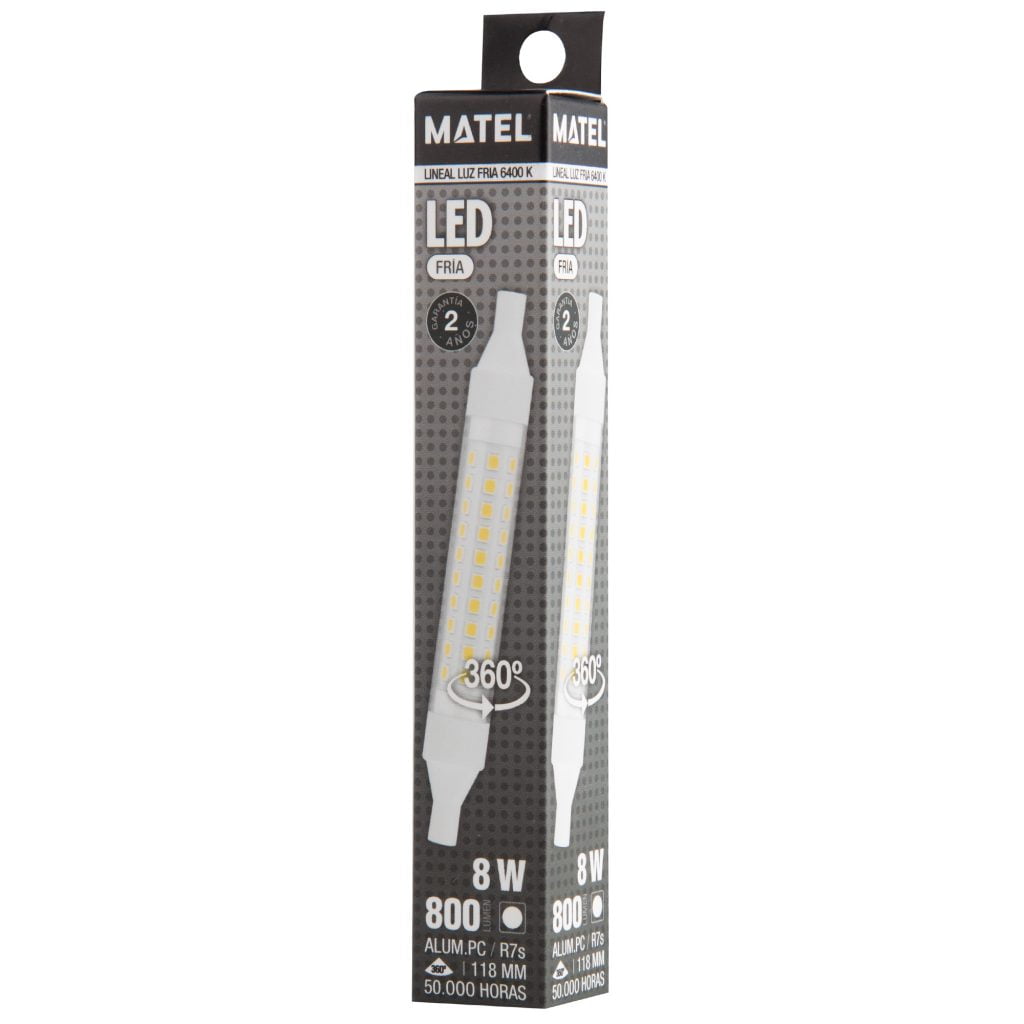 BOMBILLA LED MATEL LINEAL 118MM R7S 8W FRÍA - Imagen 2
