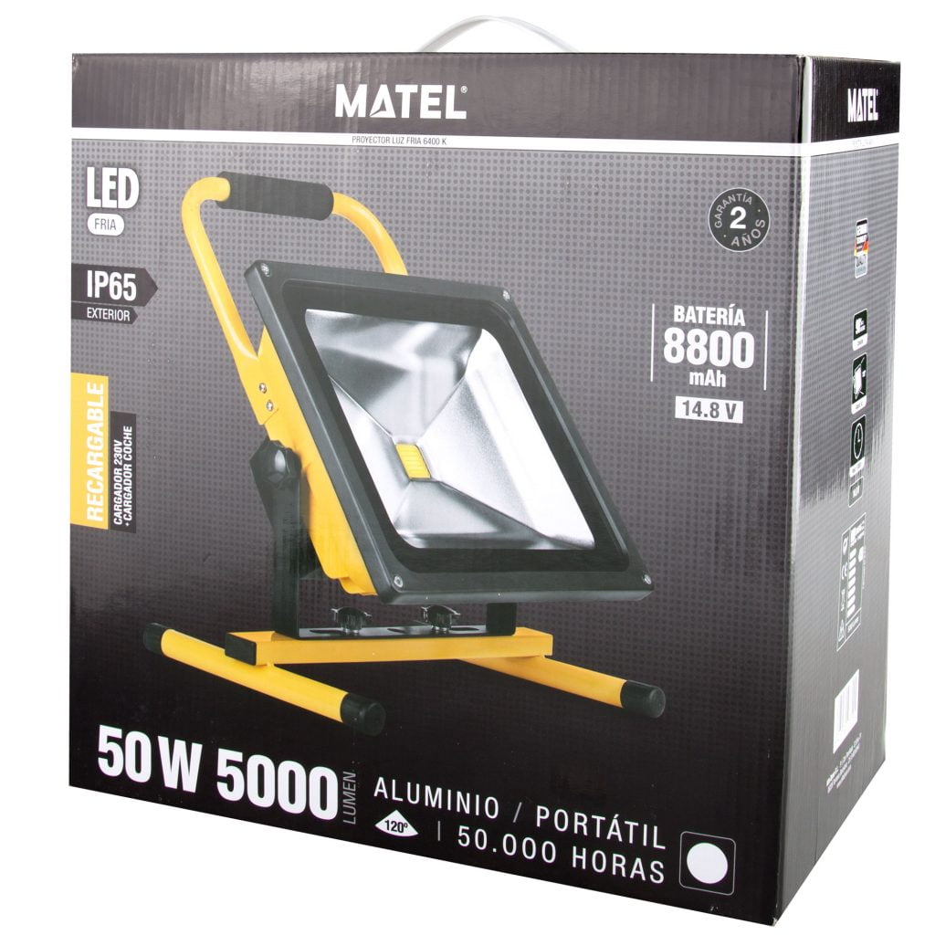 PROYECTOR LED MATEL RECARGABLE IP65 50W FRÍA - Imagen 2