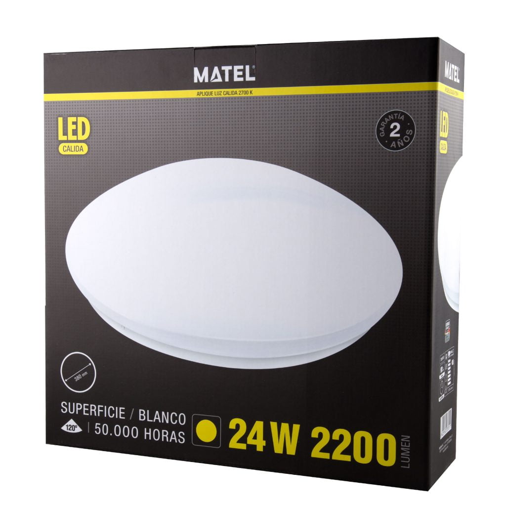 APLIQUE LED MATEL REDONDO BLANCO 24W CÁLIDA - Imagen 2