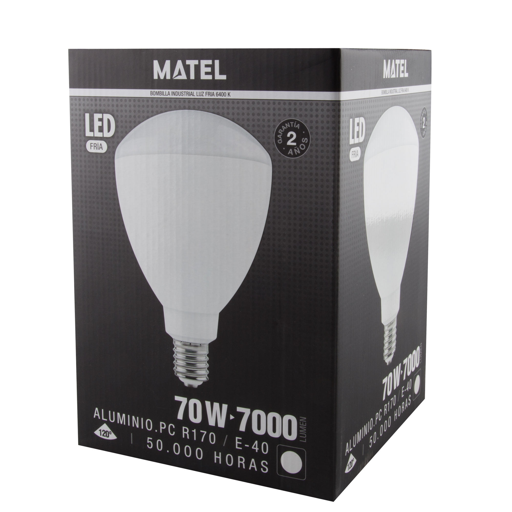 BOMBILLA LED MATEL E40 INDUSTRIAL R170 70W FRÍA - Imagen 2