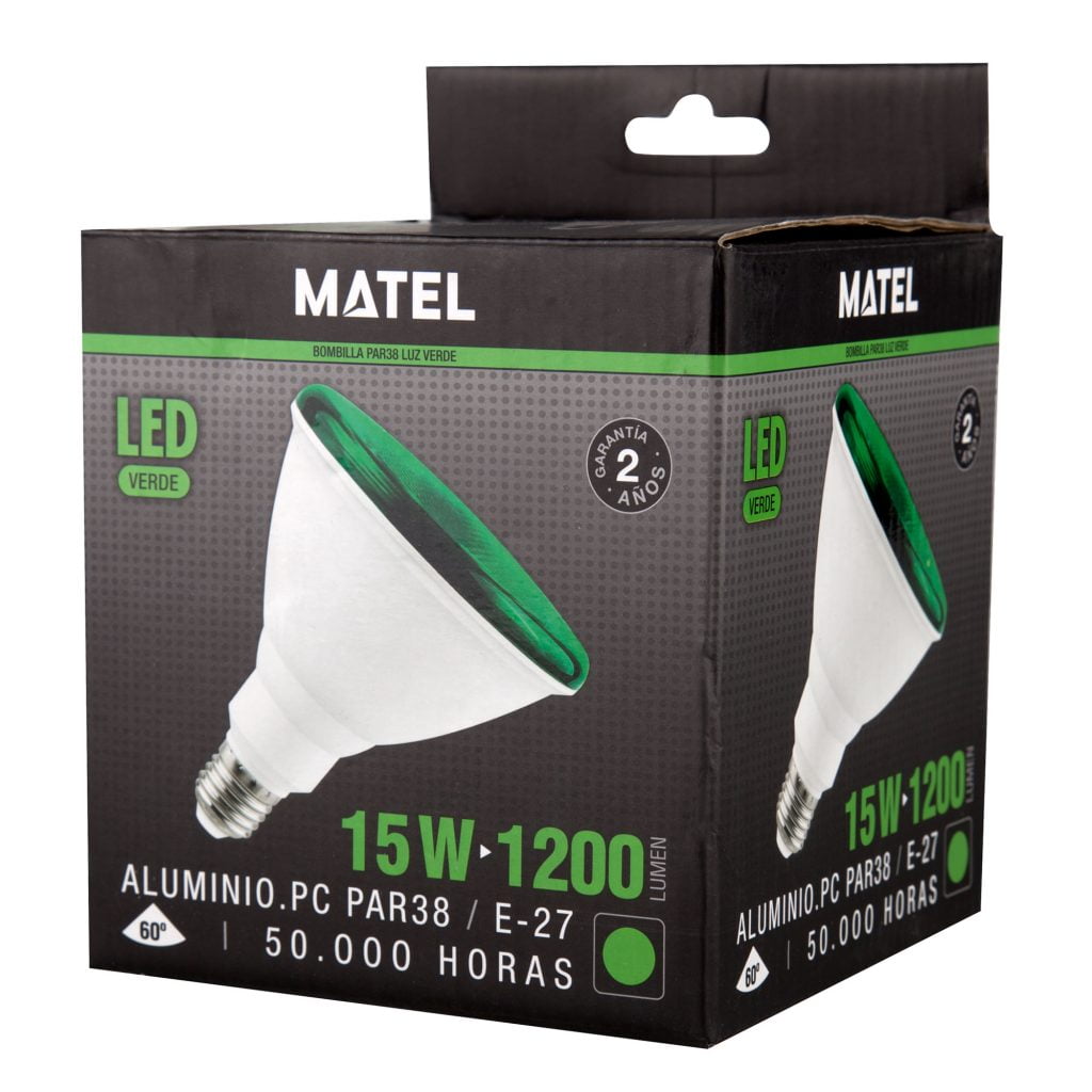 BOMBILLA LED MATEL PAR38 IP65 E27 15W VERDE - Imagen 2
