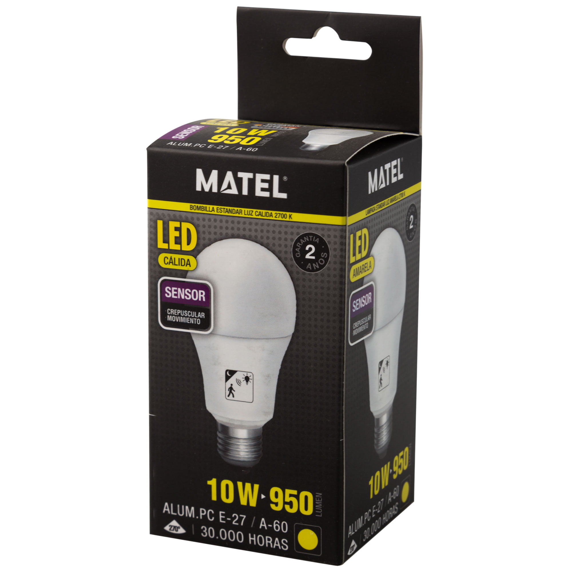 BOMBILLA LED MATEL CREPUSCULAR Y MOVIMIENTO E27 10W CÁLIDA - Imagen 2