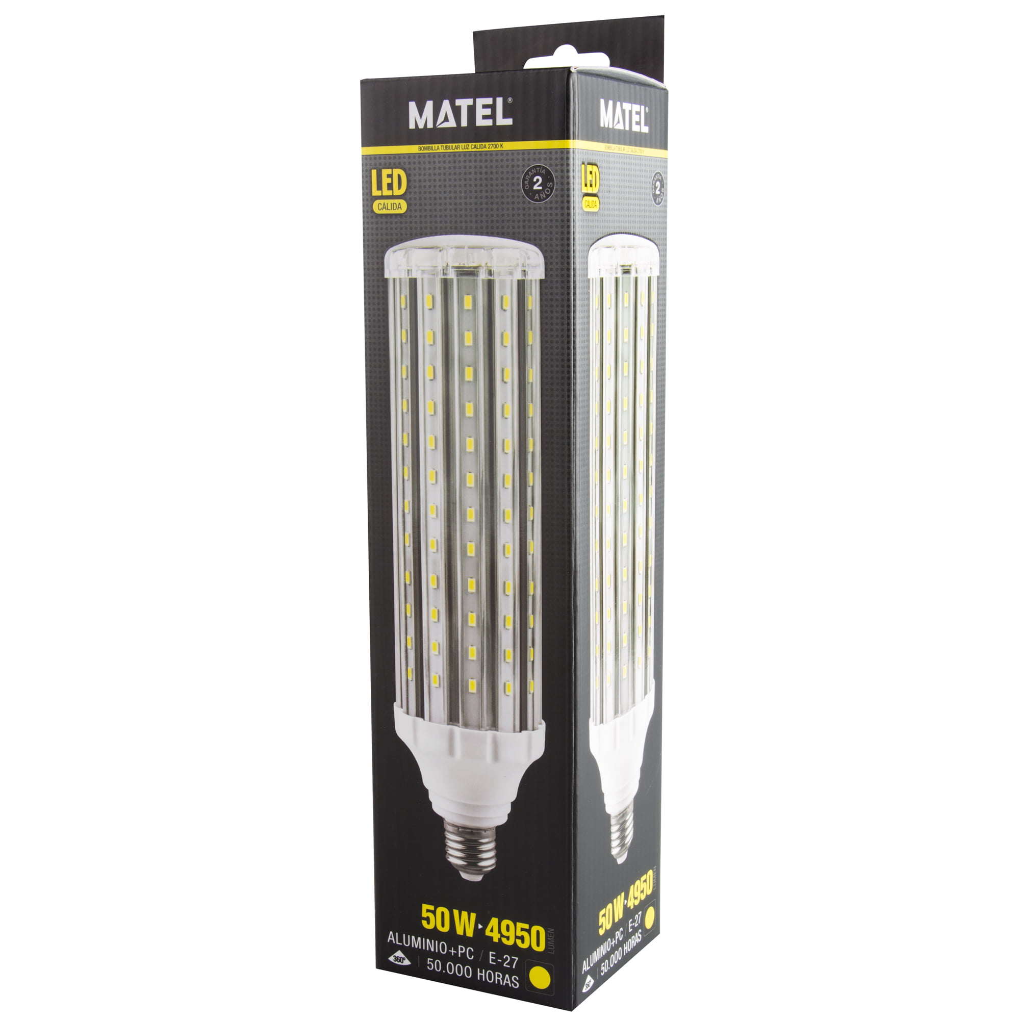 BOMBILLA LED MATEL TUBULAR E27 50W CÁLIDA - Imagen 2