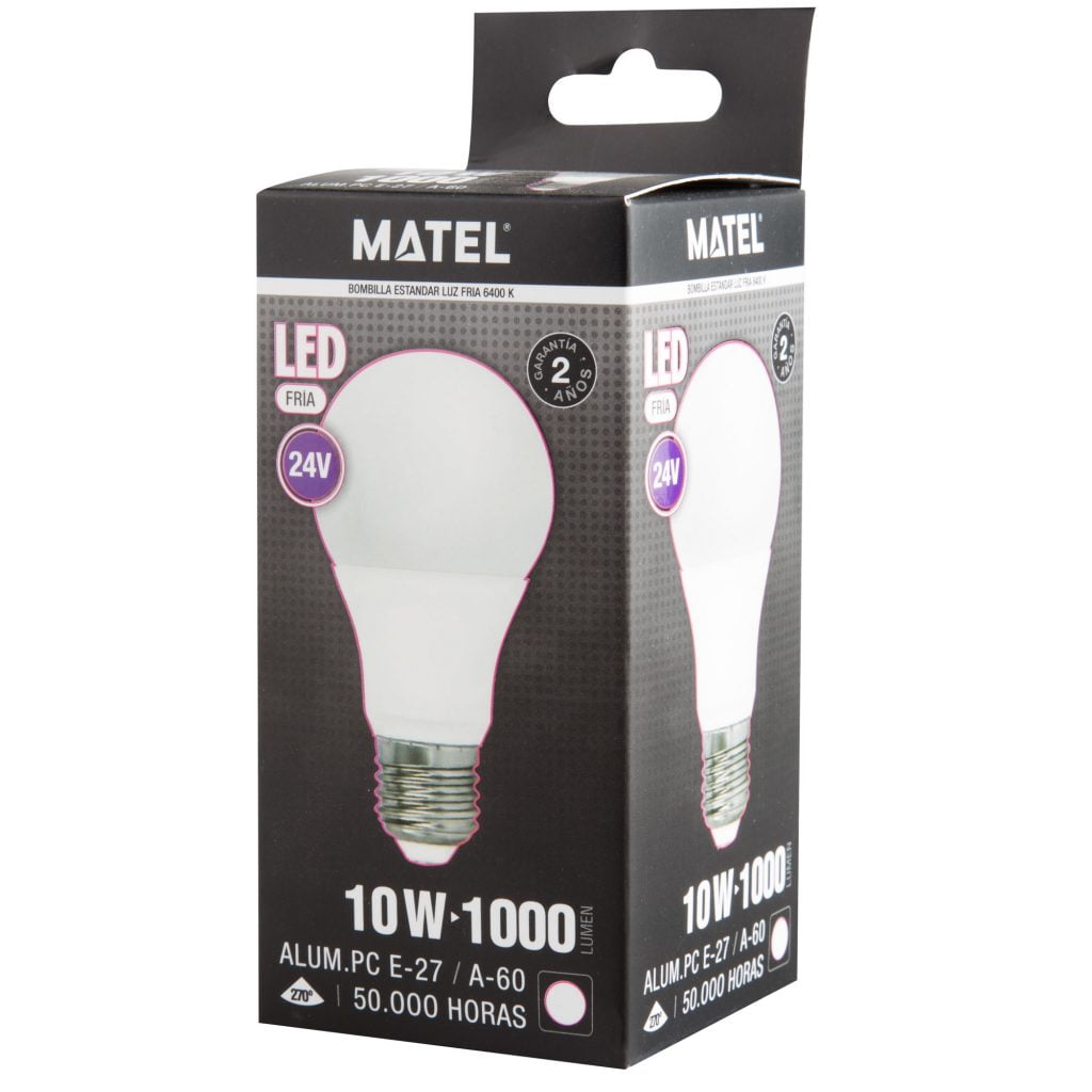 BOMBILLA LED MATEL ESTÁNDAR E27 10W 24V FRÍA - Imagen 2