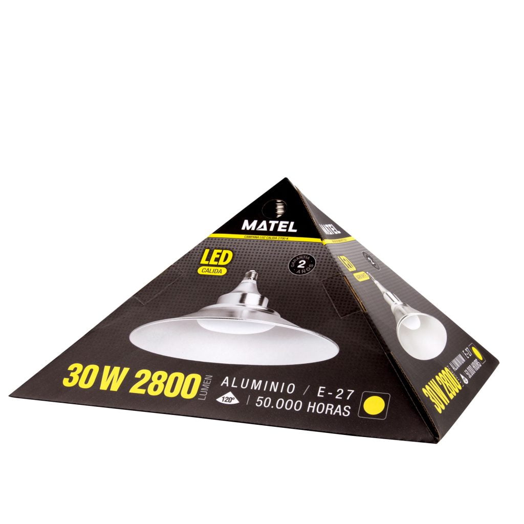 CAMPANA LED MATEL E27 30CM ALUMINIO 30W CÁLIDA - Imagen 2