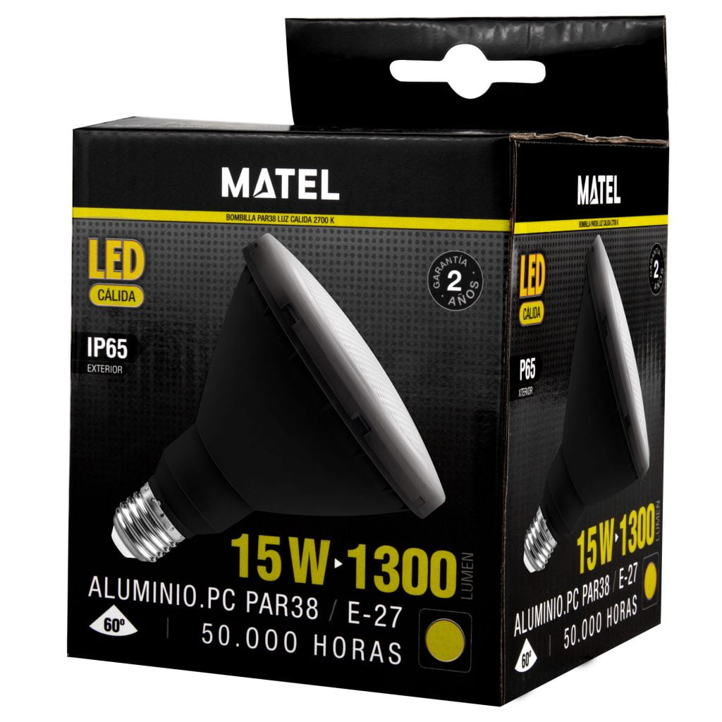 BOMBILLA LED MATEL PAR38 IP65 E27 15W CÁLIDA - Imagen 2
