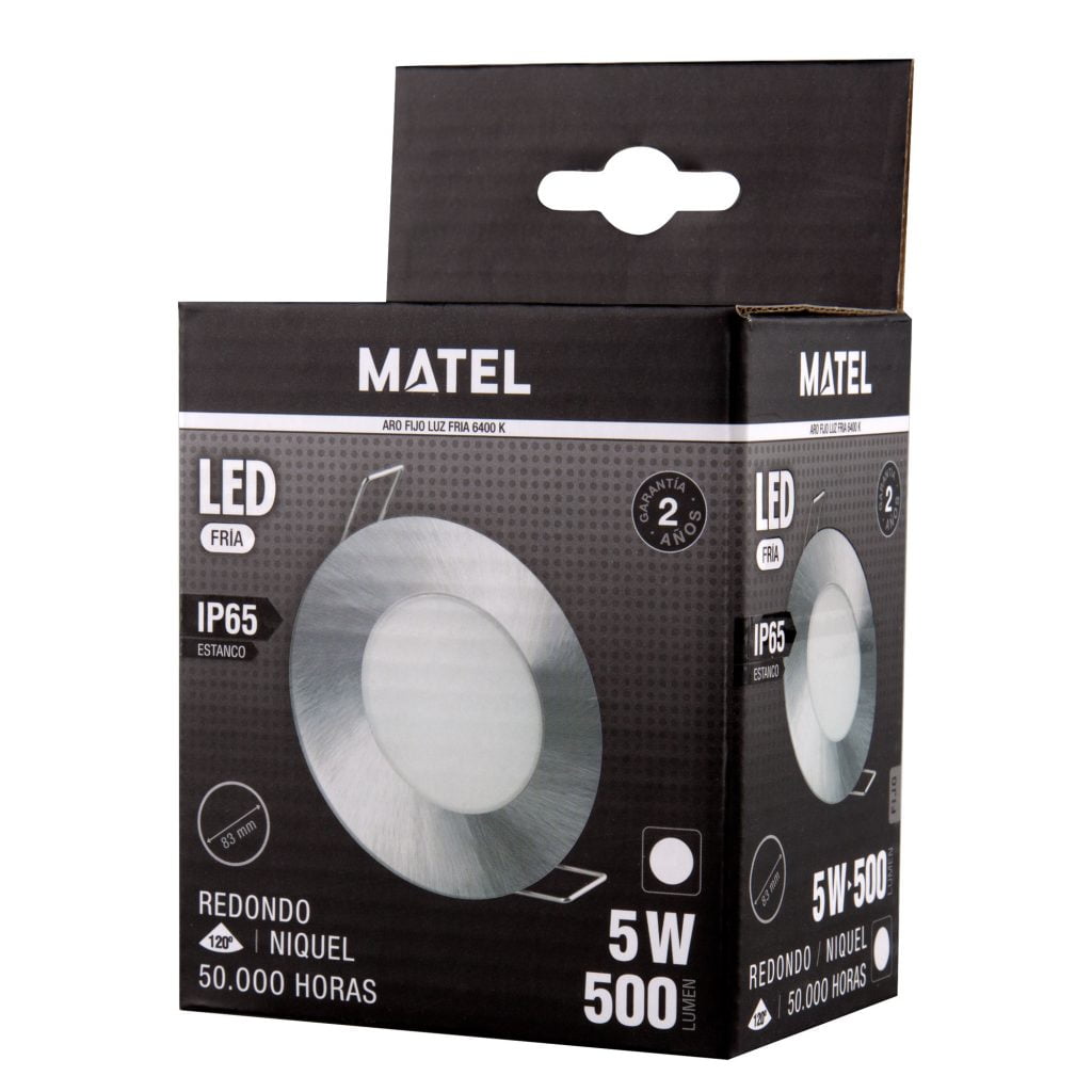 ARO LED MATEL FIJO REDONDO NÍQUEL 5W FRÍA - Imagen 2