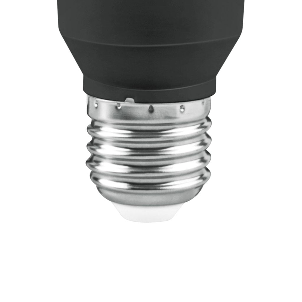 alt="Casquillo E27 metálico de la bombilla LED MATEL PAR38 15W, con cuerpo negro y diseño robusto"