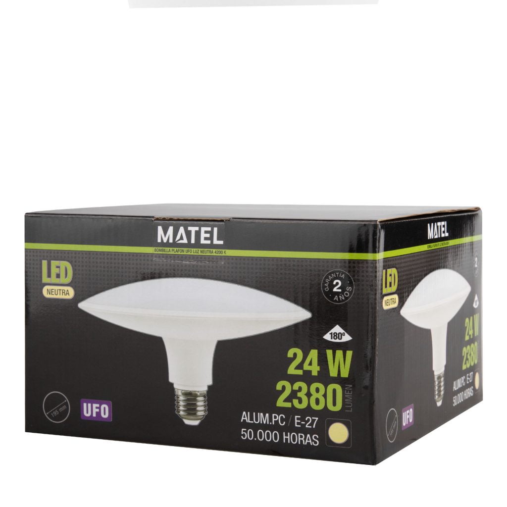 BOMBILLA LED MATEL PLAFÓN UFO E27 24W NEUTRA - Imagen 2
